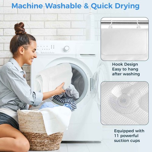 LOOWARTS Full Body Bath Pillow for Tub, Soft Bathtub Pillow for Neck and Back Support, Washable 4D Mesh Bathtub Cushion with 11 Non-Slip Suction Cups, White