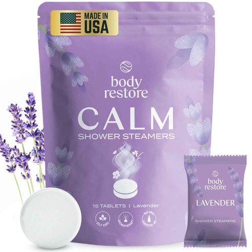 Body Restore Shower Steamers Aromatherapy 15 Pack - Boo Basket Stuffers for Women, Christmas Stocking Stuffers, Birthday Gifts for Women, White Elephant, Relaxation, Self Care - Lavender