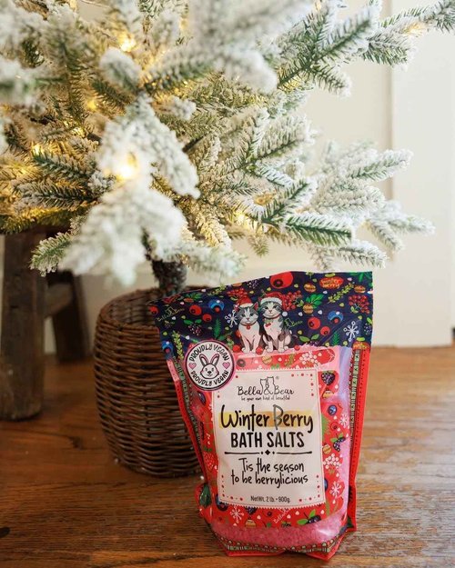 Bella & Bear Winter Berry Bath Salts, Cruelty Free Festive Christmas Packaging - Stocking Stuffer Gift (Pack of 2)