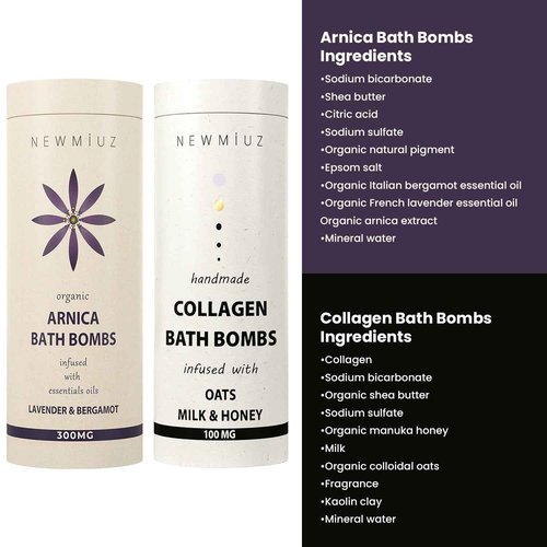Collagen & Arnica Fizzing Bubble Bath Bombs Gift Set Pack of 2 Perfect Self Care Gift for Birthday Christmas or Stocking Stuffers