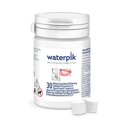 Waterpik Cordless Pulse Rechargeable Portable Water Flosser for Teeth, Gums & Fresh Mint Whitening Refill Tablets (30 Count) – for Use with Waterpik Boost Tip