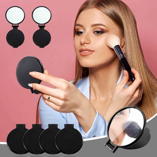 Yalikop 72 Pcs Compact Mirror Bulk Portable Round Makeup Mirror Mini Foldable for Purse Women Travel Daily Use Mother‘s Day Gifts (Black)