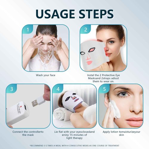 Shquanfuya Led Face Mask Light Therapy - Red Light Therapy for Face Acne - Led Facial Mask for Skin at Home