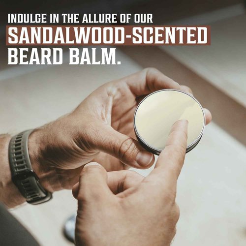 Viking Revolution Sandalwood Beard Wash and Beard Conditioner for Men (17 Oz each), Sandalwood Beard Balm (2 Oz) and Beard Oil (1 Fl Oz) - Beard Care Softener and Strengthener