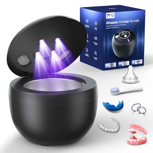 Ultrasonic Retainer Cleaner(2025 Upgraded), 45kHz Cleaning Machine for Dentures, Mouth Guards, Braces, Toothbrush & Jewelry, 200ML Denture Cleaner with 4 Modes for Dental Care