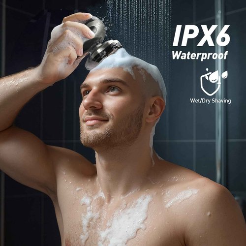Clforczh Head Shavers for Bald Men: 7D Detachable Electric Razor - IPX6 Waterproof Wet Dry Rotary Shavers - LED Display Rechargeable Head Shaving with Fast Charging, Gray
