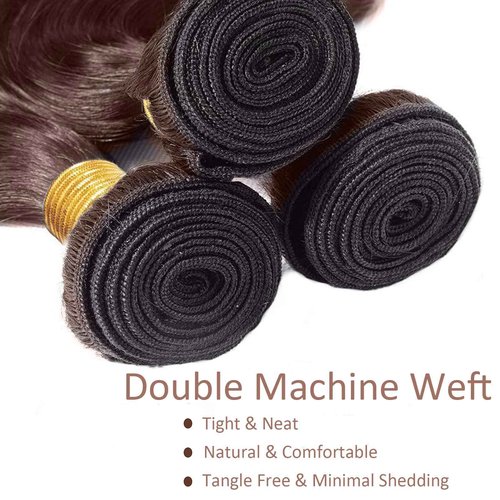 Fabimiya 10 12 14 Inch Human Hair Bundles Brown 4# Water Wave Bundles Human Hair Unprocessed Soft Sewn In Hair with Double Weft for Black Women