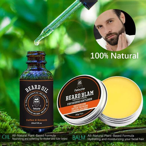 FEBOTE Innovation Blue Beard Straightener Kit w, Beard Balm, Beard Growth Oil, Beard Styling Comb & Scissors, Upgraded 5-in-1 Beard Set, Unique Stocking Stuffer Gifts for Friend, Father & Him