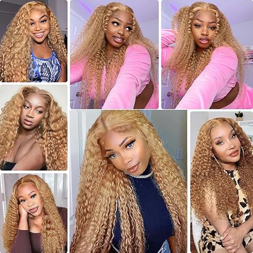 27 Bundles Human Hair Blonde Kinky Curly Human Hair Bundles 20 20 20 Inch Brazilian Virgin Hair 3 Bundles Honey Blonde Bundles Human Hair Color #27 Curly Bundles Hair Weave