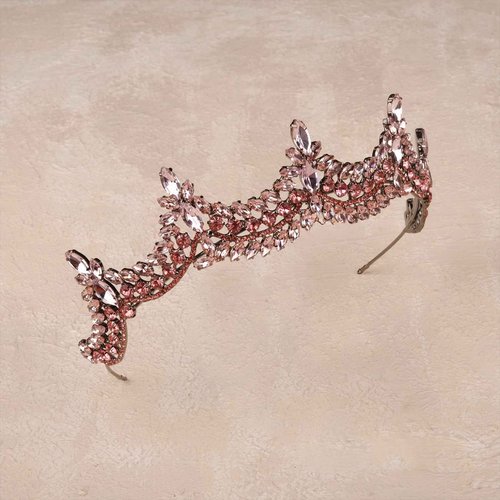 LIMELIA Women's Tiara-Crown for Henna Wedding Party | Glitter Hair Accessories for Bridal Birthday Pageant Prom Halloween Christmas Party, Princess Crowns | Shiny Crystal Stone2 - Pink