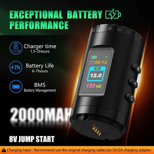 Tattoo Gun Wireless Tattoo Machine, 1800mAh Rotary Tattoo Machine with Powerful Motor, Pro Tattoo Gun(4mm Stroke) reliable for all kinds of Cartridge Needle, Tattoo Supply for Beginner(Dual Batteries)