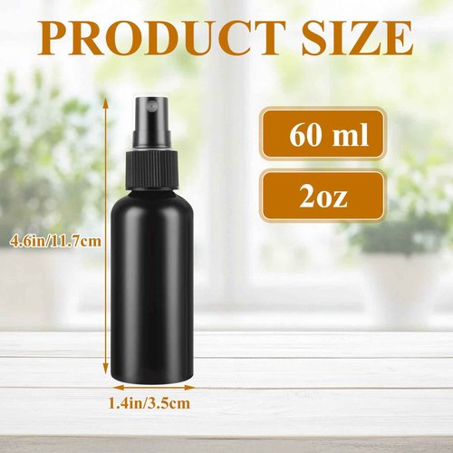 ABuff 60 Pack 2oz Plastic Spray Bottles Small Empty Fine Mist Spray Bottle Black Bottles for Essential Oils, Bath, Beauty, Hair & Cleaning, Small SprayBottles for Travel, With 5 Funnels