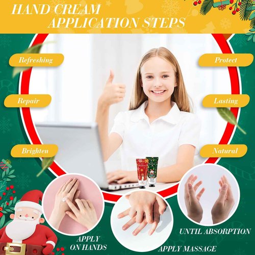 Heigble 48 Christmas Hand Cream Gift Set Christmas Stocking Stuffers Hand Cream Travel Size Care Cream Bulk Mini Hand Lotion for Dry Cracked Hands Employees Colleagues Teacher Gifts
