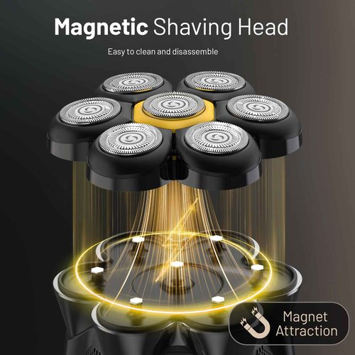NIWUIO Head Shaver for Bald Men: Electric Bald Razor -IPX7 Wet & Dry Shaving- Ergonomic Grip-7 Floating Heads for Ultimate Comfort - Rechargeable Grooming Kit for Scalp/Face/Beard