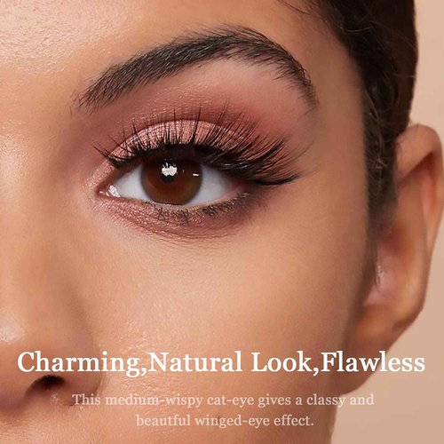 Magnetic Eyelashes 7C SevenCrown 10 Pairs Cat-Eye Magnetic Lashes with Liner,Natural Look,Reusable Magnet False Eyelashes Cruelty Free. Easy to Apply.