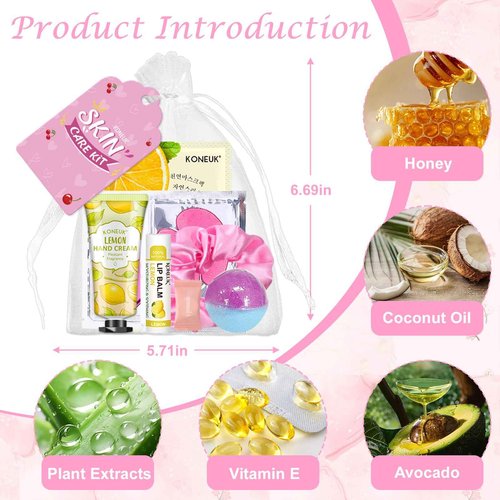KONEUK 120 PCS Spa Party Supplies for Women, Spa Party Favors Include Face Masks Skincare, Hand Cream, Lip Balm, Under Eye Patches, Lip Mask and Foot Bath Bombs, Spa Birthday Sleepover Party Supplies