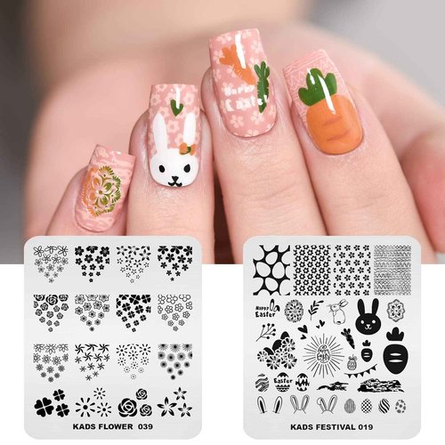 KADS 11pcs Nail Stamp Plates Set 10 Plates Christmas Snowflakes Cute Animals+ 1 Laser Symphony Storage Bag Christmas Nails Art Stamping Plate Set Leaves Flowers Animal Nail Plate Template Image Plate
