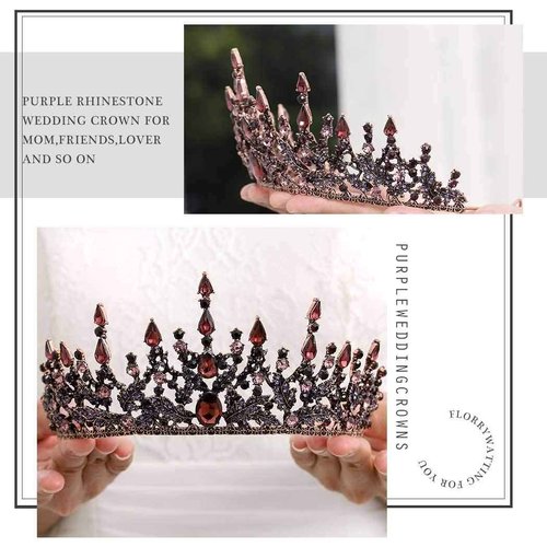 Florry Baroque Crowns Crystal Tiaras and Crowns Wedding Queen Crowns for Brides Halloween Costume Bridal Tiaras Hair Accessories for Women (Purple)