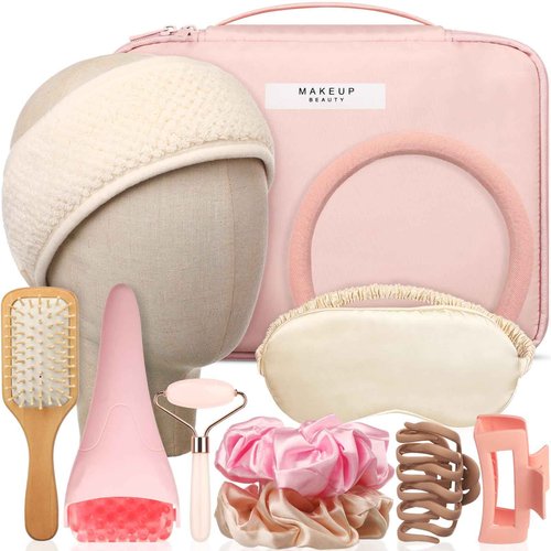 Sawysine 11 Pcs Pink Gift Box for Women Christmas Pink Birthday Basket Gifts Travel for Xmas Valentines Aesthetic Bags Makeup and Skin Care Spa Kit Mom Teacher Girlfriend