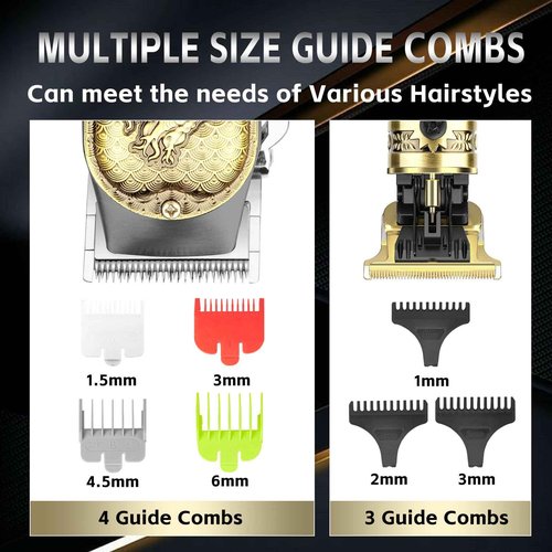 Electric Hair Clippers for Men, Professional Cordless Barber Clippers for Hair Cutting & Grooming, Hair Trimmer Barber Clippers Set with LCD Display & Guide Combs for Family Grooming