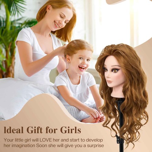 Mannequin Head with 80% Real Human Hair - 28 Inch Makeup Cosmetology Hairdressing Training Head Practice Doll Head Manikin Styling Head Braiding Mannequin Head #27