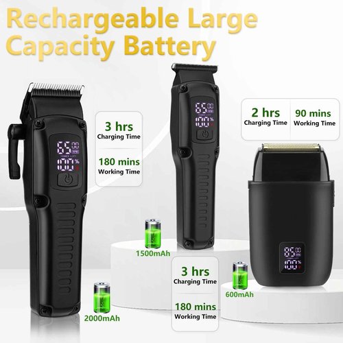 Saoilli Hair Clippers for Men Professional,Cordless Beard Trimmer Hair Trimmer for Men Set,Electric Shavers Rechargeable,Barber Clippers for Haircut Grooming,Razor with Case