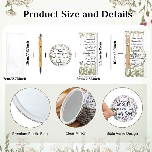 Dinifee 30 Sets Christmas Christian Gifts Bulk for Women Bible Verse Mini Compact Mirrors Makeup Mirrors Inspirational Religious Gifts for Church Ladies Pastor's Wife Sunday School