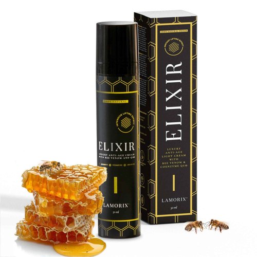 Lamorix Elixir Bee Venom Skin Treatment Cream – Anti-Aging Face Cream with Hyaluronic Acid & Coenzyme Q10 – Deep Wrinkle Filler & Instant Face Lift Treatment – 50ml