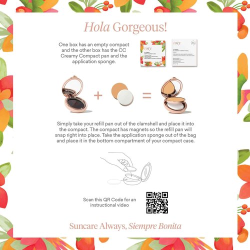 Toty by Sofia Vergara - Ilumina CC Creamy Compact SPF 50+ Mineral Broad Spectrum Sunscreen for Face - Tinted Blurring Balm SPF- Matte, Light Coverage - Water & Sweat Resistant - All Skin Types - 3N