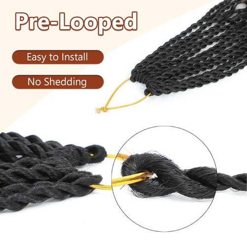 Senegalese Twist Crochet Hair with Curly Ends - 16 Inch Boho Island Twist Crochet Hair 8 Packs Boho Goddess Twist Crochet Hair Pre Looped Crochet Twists with Curly Ends(16(8Packs), 1B/33/30)