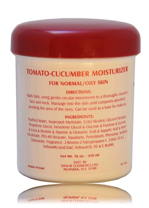 Dinur Cosmetics Tomato Cucumber Moisturizer Hydrating Face Moisturizer to Nourish Dry Skin Face Cream to Minimize Wrinkles Tighten Pores & Balance pH Level 16 Oz