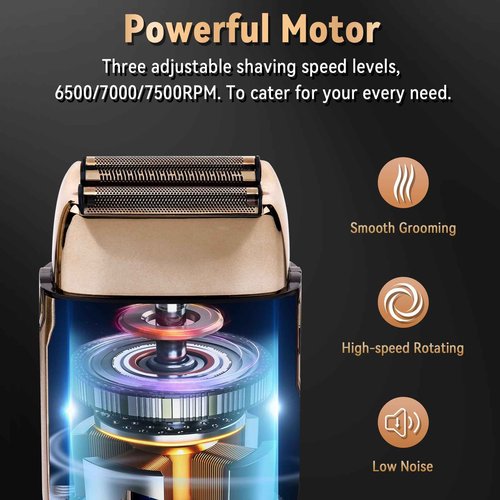 Ufree Close Shave Electric Foil Shavers for Men, 3-Speed Electric Razor, Bald Head Shavers, Face Shaving Beard Trimmer with LCD Display, Gifts for Men