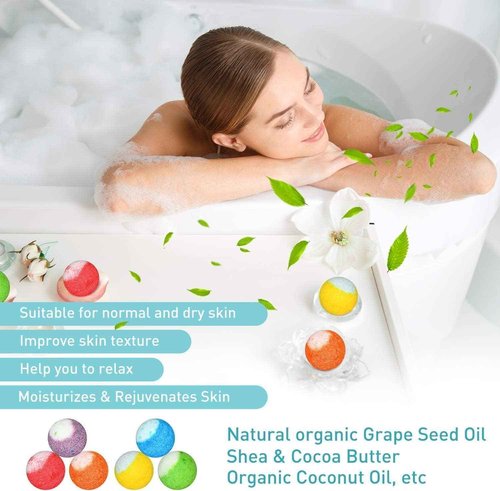 60 Pcs Bath Bombs Set - Massive Quantity Natural Bath Bombs for Kids/Women/Men Individually Wrapped Handmade Organic Bath Supplies Relaxing Kit - for Birthday, Christmas, Mother's Day