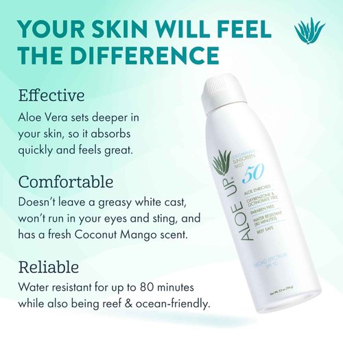 Aloe Up White Collection Sunscreen Spray SPF 50, White Collection Sunscreen Spray SPF 30, and Sport Sunscreen Lotion SPF 50 - Bundle with Face and Body Sunscreen Protector - Reef Friendly - 3 Items