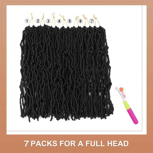 Soft Locs 24 Inch 7 Packs 126 stands Crochet Hair Faux Locs Pre-looped Super Lightweight Goddess Locs Synthetic Crochet Hair Braids For Black Women (1B, 24Inch（Pack of 7）)