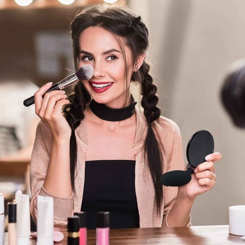 Yalikop 72 Pcs Compact Mirror Bulk Portable Round Makeup Mirror Mini Foldable for Purse Women Travel Daily Use Mother‘s Day Gifts (Black)