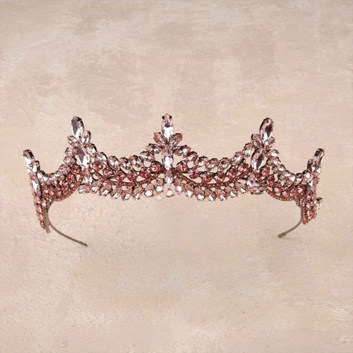 LIMELIA Women's Tiara-Crown for Henna Wedding Party | Glitter Hair Accessories for Bridal Birthday Pageant Prom Halloween Christmas Party, Princess Crowns | Shiny Crystal Stone2 - Pink