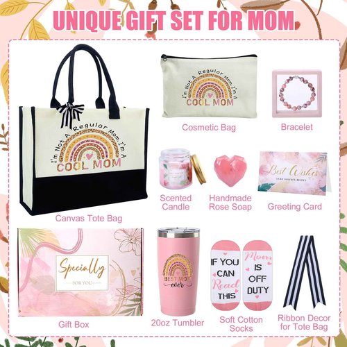 IANFEPH Best Mom Ever Gifts Mothers Day Gifts from Daughter Son Birthday Gift Basket for Mother Women Mother-in-Law, New Mom Gift for Wife from Husband with Canvas Tote Bag Tumbler Socks