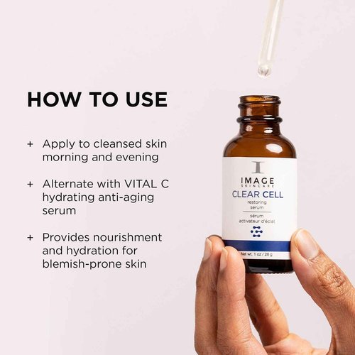 IMAGE Skincare, CLEAR CELL Restoring Serum, Balancing and Mattifying Facial Serum for Oily Prone Skin, 1 oz