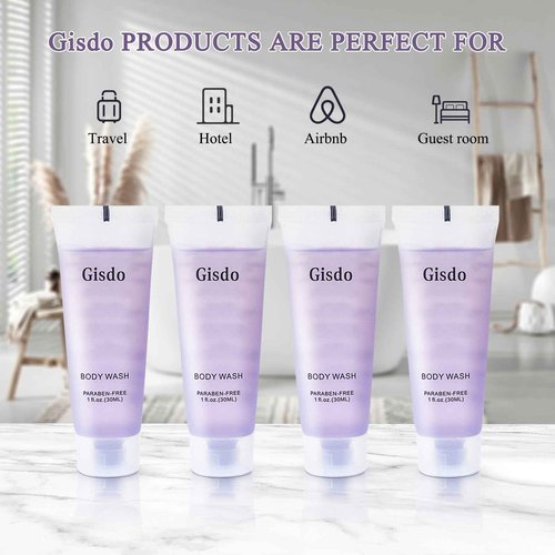 Gisdo Travel Size Body Wash Bulk (1 fl oz, 200 Pack), Refreshing Hotel Body Wash, Mini and Small Size Guest Hotel Toiletries in Bulk