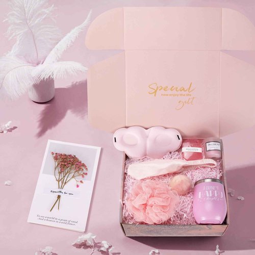 Mother's Day Gifts for Mom Wife Grandma, Get Well Soon Self Care Gifts with Flannel Blanket, Spa Gift Basket Relaxing Rose Care Package, Birthday Valentines Gifts for Women Friends Sis - KUKUPAK