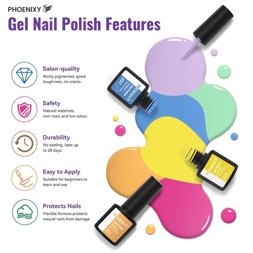 phoenixy 63 Pcs Gel Nail Polish Kit with U V light and Drill, 45 Colors Gel Polish with 5 Pcs Base Top Coat Manicure Starter Nail Polish Set Gifts for Women ST9017