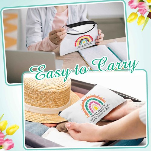 Saintrygo 20 Pieces Teacher Gifts Makeup Bags Bulk Canvas Survival Kit Cosmetic Bag Zippered Pencil Case Appreciation Gifts Travel Toiletry Pouch for Graduation Teachers Day(Rainbow)