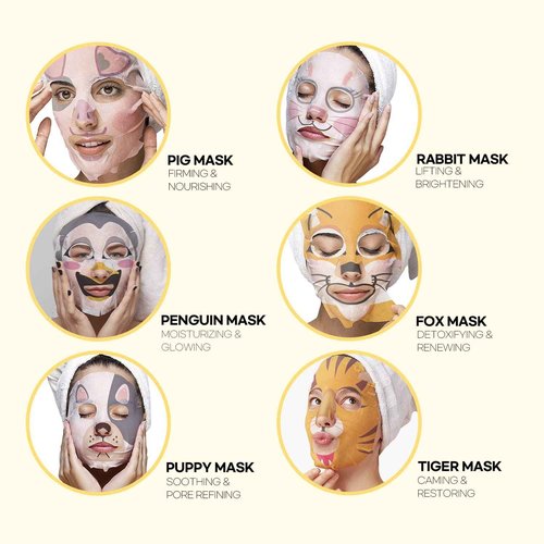 Epielle Character Face Mask Fuzzy Friends 12 Pack, Fun & Effective Korean Skin Care, Spa Party Favors, Stocking Stuffers, Birthday Gifts for Women, Thanksgiving Essentials