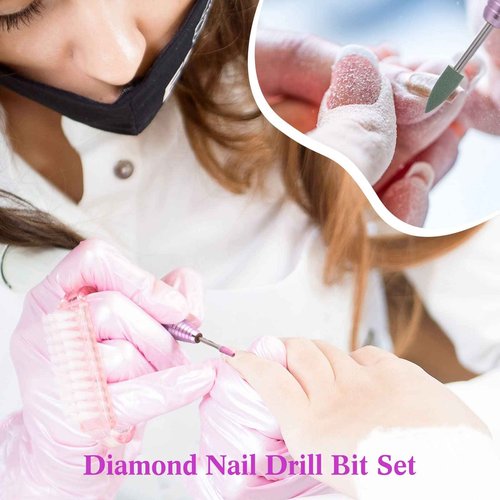 Chumia 47 Pcs Nail Drill Bits Sets 3/32 Inch Electric Diamond Ceramic Acrylic Gel Nail Bit Kit Manicure Supplies Carbide Cuticle for Manicure Drill Remover for Home Salon Gel Pedicure Tools