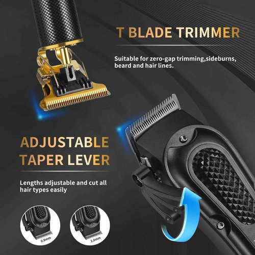 LQT® Men's Professional Hair Clippers Kit，Cordless & Corded Barber Clippers Set，Grooming Rechargeable Beard Trimmer with Adjustable Blade