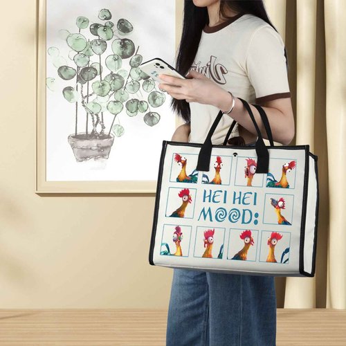 BWWKTOP Chicken Hei Hei Tote Bag Hei Hei Fans Gift Hei Hei Mood Shoulder Bag Hei Hei Merchandise (Hei Moods BG)