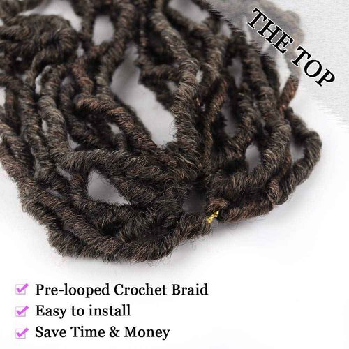 18 Inch New Faux Locs Crochet Hair Soft Locs Crochet Hair Extension Faux Locs Synthetic Crochet Hair for Women 6 Packs/Lot 126 Strands (18 Inch, T1B/27)