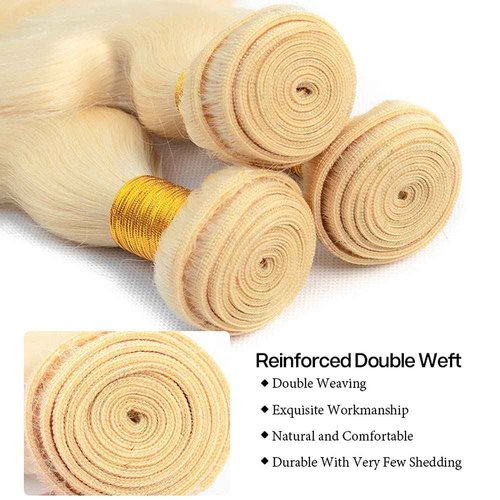 613 Human Hair Bundles Body Wave Blonde Bundles 100% Unprocessed 12A Grade Brazilian Virgin Human Hair 613 Hair Extensions for Women 24 Inch
