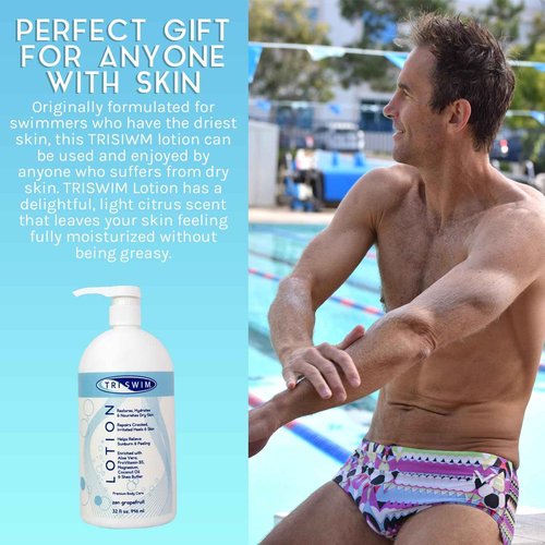 TRISWIM Swim Lotion 32oz | Neutralizes Chlorine, Bromine & Saltwater Odors | Hydrates, Restores & Nourishes Dry Skin | Aloe Vera, Shea Butter & Coconut Oil | Zen Grapefruit Scent